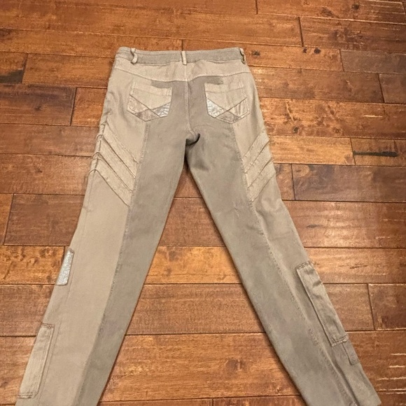 Elisa Cavaletti Tan and Silver Straight Leg Pants sz 29 super fun pants! - Picture 8 of 11